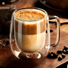 Corngoose Coffee cups12oz. Double-layer Insulated Glass Coffee Cup with Handle. Borosilicate Glass Coffee Cup. Transparent Double-layer Insulated Cup. Suitable for Coffee, Cappuccino, Latte, Tea, Hot and Cold Drinks. Very suitable for Easter 2pcs