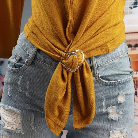 lucktrain buckles for clothing Love Silky Scarf Buckle, Peach Heart Corner Buckle Simple Dual-purpose Hem Knotted Buckle 