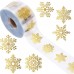 Futuregulf Stickers Golden Foil Snowflake Stickers Roll, Transparent PVC Self-Adhesive Decorative Seals for Christmas, Holiday Home Decor, Window Clings, Notebook, Phone Case 100pcs 