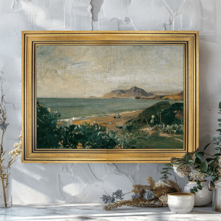 Superone Picture Frames  Art of Antique Countryside Landscape - Vintage Gold-Framed Wall Decor for Living Room, 29.97cm x 39.88cm - Rustic Scenic Painting Home Interior Decoration