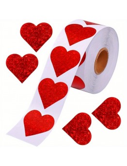 Blackowl Stickers Sparkling Red Glitter Heart Stickers, 1-Inch - Perfect for Valentine's Day, Weddings & Anniversaries, Decorative Love Labels on White Background, Valentines Decorations 100pcs