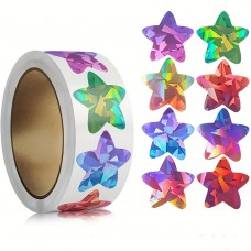 Eggdeer Stickers Laser Holographic Star Stickers Colorful Handmade Stickers Gift Decoration Labels Reward Stationery Stickers 100pcs