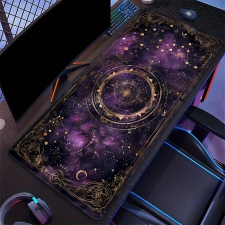 Eggdeer Desk mats Extra-Large Non-Slip Purple Moon & Stars Gaming Mouse Pad - Durable Desk Mat for Gamers and Office Use - Ideal Gift for Teens and Partners 30*80