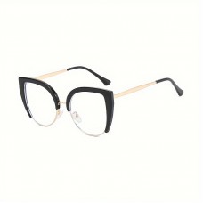 Shelldaer Eyeglasses Chic Cat Eye Half-Frame Clear Lens Glasses for Women - Anti-Blue Light, Fashionable  