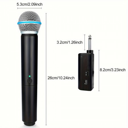 Technologycat Microphones Dual Handheld Wireless Microphone System, Cordless with Rechargeable Receiver, 20H Battery Life, 30.48meter Range, Karaoke for Singing, Weddings, DJs, Parties, Speeches