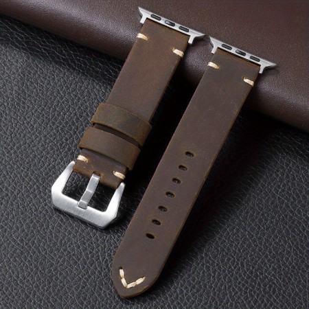Biasea Watch straps Handmade Genuine Faux Leather Cowhide Watch Strap for Apple Watch Fashionable Men's Bracelet