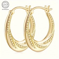 Hotcity Earrings A Pair Of Stud Earrings for Women, Golden Beads Spiral Stud Earrings, Luxurious and Beautiful, Creating Unique Style, 925 Silver Hypoallergenic, 14K Golden Plated, Holiday Gift, Style, Girlfriend, Good Friend, Beautiful Gift Box