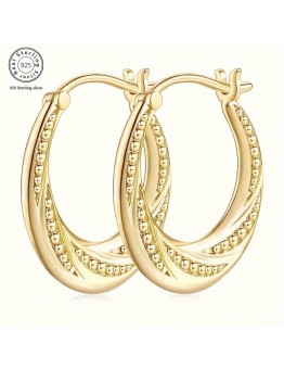 Hotcity Earrings A Pair Of Stud Earrings for Women, Golden Beads Spiral Stud Earrings, Luxurious and Beautiful, Creating Unique Style, 925 Silver Hypoallergenic, 14K Golden Plated, Holiday Gift, Style, Girlfriend, Good Friend, Beautiful Gift Box