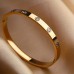 Friendear Bracelets Titanium Steel Oval Ladies Bangle with Rhinestone Ins Does Not Fade Niche Design Hand Jewelry
