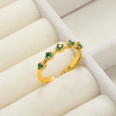 Chicat Jewelry rings Simple Brilliant Golden Copper Ring With Green Zirconia, Geometric Open Ring, Exquisite Men's Accessory Jewelry, For Daily Wear For Banquet Party Holiday Birthday Anniversary Gift