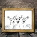 Awakencat Picture Frames Chic Vintage Golden-Framed Canvas Art - Elegant Deer Line Drawing on White, Perfect for Living Room Decor, 29.97x39.88 cm
