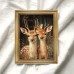 Tickeagle Picture Frames Vintage Deer in Golden Frame - Male with Majestic Antlers & Female, Perfect for Living Room Decor, 29.97x39.88 cm