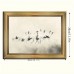 Dearforest Picture Frames Golden Frame Art, Red-Crowned Cranes in Misty Grassland, 29.97x39.88 cm, Elegant Dance, Living Room Wall Decor, Artistic Drawing Set