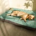 Niceant Pet cushions Green Square with Pillow Back, High-Density Polyester Fiber Filled, Non-Assembled Pet Cushioned Bed for Extra Small, Small, Medium Dogs - All-Season Comfort