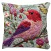 Roomountain Cushions Vintage-Inspired Purple Finch & Floral Throw , 45.72x45.72 cm, Soft Short Plush with Zip Closure - Machine Washable, Ideal for Bedroom, Office, Car, and Farmhouse Decor, Decorative