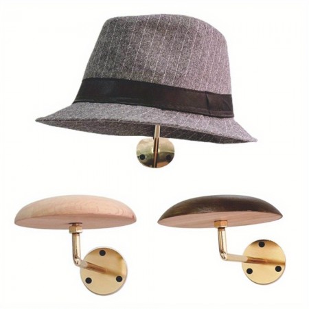 Roomisland Hat stands Wall-Mounted Hat Rack, Wood and Metal Hat Display Stand, Vintage Style Holder, Durable Salon Hat Cap Storage Organizer