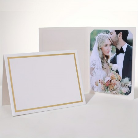 Maystar Paper photo frames 70 Pcs Modern Log Frame Photo Holders - Horizontal Oblong Tabletop Picture Frames for 4x6 or 5x7 Photos, Golden Foil Accent, Ideal for Wedding, Graduation, Halloween - White