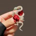 Jellycity Brooches for clothing Snake and Rose Brooch Pin for Women, Sexy Alloy Body with Rhinestone Inlay, Plated Fashion Accessory for Daily Wear, All-Season Versatile Jewelry