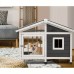 Okpanda Dog kennels Wooden Pet Dog Kennel Awning Cabin Log Box Home Dog Cage Timber House