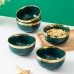 Technologybaby Bowls 4pcs Emerald Green Ceramic Rice Bowls with Golden Rim - Luxurious, High-End Tableware for Home & Commercial Use, Lead-Free, Ideal for Serving Nuts, Grains