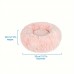 Roomango Pet cushions Round Donut Dog Bed With Plush Faux Fur Fabric, Calming, Cushion For Indoor Pets, Slip-Resistant Base Pink