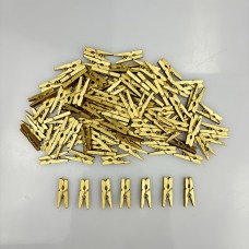 Babyclaw Clothes pins 60pcs of 0.98-Inch Golden Mini Wooden Clothespins, Versatile for Hanging Photos, Scrapbooking, And Memo Cards, Clothes Pins