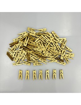 Babyclaw Clothes pins 60pcs of 0.98-Inch Golden Mini Wooden Clothespins, Versatile for Hanging Photos, Scrapbooking, And Memo Cards, Clothes Pins