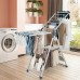 Babyclaw Drying racks for laundry Foldable Stainless Steel Clothes Drying Rack with Shoe Storage Shelf - Modern Minimalist Design for Indoor & Outdoor Use, Ideal for Balcony and Home, Multi-Functional Floor Standing Laundry Rack