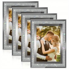 Jellycoco Picture Frames 4pcs Contemporary Glass Picture Frames, 10 X 15 Cm (4×6) Oblong Vertical Tabletop Photo Frame for Weddings, Homes, Offices, Baby Photos