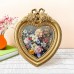 Holidaymoon Picture Frames Vintage Heart-Shaped Photo Frame with Butterfly Knot Detail, Resin Construction, Round Floral Embossed Picture Frame, Vertical Display, Elegant Wall Art Decor for Living Room and Bedroom