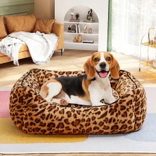 Holidaymoon Pet cushions Leopard Print Dog , Rectangle Polyester Pet with Fiber Fill, Animal Pattern Cushion for Extra Small to Large Dogs and Cats, Comfortable Sleeping 