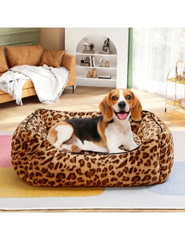 Holidaymoon Pet cushions Leopard Print Dog , Rectangle Polyester Pet with Fiber Fill, Animal Pattern Cushion for Extra Small to Large Dogs and Cats, Comfortable Sleeping 