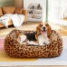 Holidaymoon Pet cushions Leopard Print Dog , Rectangle Polyester Pet with Fiber Fill, Animal Pattern Cushion for Extra Small to Large Dogs and Cats, Comfortable Sleeping 