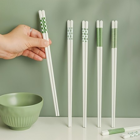 Chicat Chopsticks 5 Pairs Ceramic Chopsticks Set, Non-Slip, Reusable, High-Temperature Resistant, Ideal for Cooking & Dining, Dishwasher Safe, with Perfect for Home & Restaurant Use, for Christmas, Halloween, Easter, Hanukkah, Thanksgiving