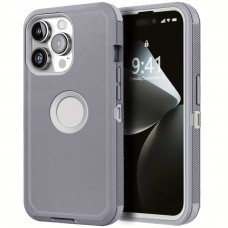 Sharkite Covers for smartphones Protective Case Compatible With iPhone 15 Pro Max 5G Heavy Duty Shockproof Rugged Protective 3-Layers Phone Cover Gray