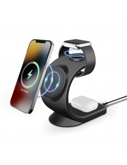 catdove 3-in-1 Magnetic Charging Station - 15W Wireless Dock for iPhone (16/15/14/13/12), for Airpods & for iWatch Series, Efficient Multi-Device Fast Charge, Hassle-Free Setup with Desktop Stand, Stylish Design for Any Decor