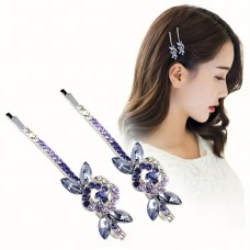 Ladyes Bobby pins Exquisite Rhinestone Crystal Bobby Pin Hair Clip - Non-Slip and Stylish Head Jewelry for Women 2pcs
