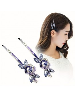 Ladyes Bobby pins Exquisite Rhinestone Crystal Bobby Pin Hair Clip - Non-Slip and Stylish Head Jewelry for Women 2pcs