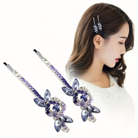 Ladyes Bobby pins Exquisite Rhinestone Crystal Bobby Pin Hair Clip - Non-Slip and Stylish Head Jewelry for Women 2pcs