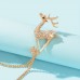 Ladyes Brooches for clothing Christmas Rhinestone Decor Reindeer Brooch Lapel Pins With Hanging Chain Tassel Festival Jewelry