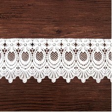 Superchoiece Lace 15 Yards White Lace Trim, 7.5cm Width, Water-Soluble Embroidered Hollow-Out Floral Edge for Cuffs, Clothing, Curtains - Fabric Material