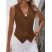 EAGLEGOOSE Elegant Women'S Solid Color Button-Front Vest Cardigan, Corduroy, V-Neck, Sleeveless, Polyester, Elegant Style, Spring/Summer/Autumn, Adult OuterwearXL size