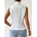 TOSDAYGOOSE Vests Elegant Chic Sleeveless White Polyester Blazer Vest - Elegant Jacquard Suit Jacket with Decorative Buttons, Notched Collar, Machine Washable - Perfect for All Seasons M size 