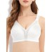ANGLEGOOSE bras Soft Daily Bra - Women's Full Coverage Jacquard Without Padding - Steel Ring, Lace Edge, Skin Friendly, Comfortable Underwear Light Color M SIZE