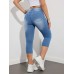 Jellykoala Jeans Women's Stretch Denim Capri Jeans - Mid-Rise, Slim Fit with Metal Chain Detail, Rayon Blend for Spring/Fall M SIZE