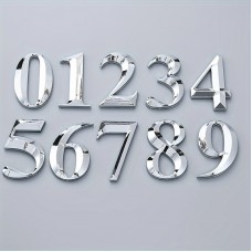 Treekey Metal house numbers 3D Chrome Plated Number Signs for Houses, Metal Door Number Indicators, No-Electricity Elegant Street Number Plaques, Easy Install Outdoor House Figures