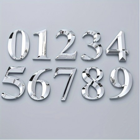 Treekey Metal house numbers 3D Chrome Plated Number Signs for Houses, Metal Door Number Indicators, No-Electricity Elegant Street Number Plaques, Easy Install Outdoor House Figures
