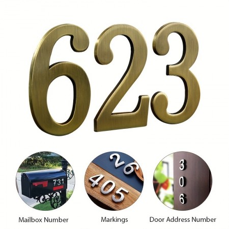 Suntree Metal house numbers 6.99cm 0-9 Bronze Color Metal Self Adhesive Mailbox Numbers,, Door Address Numbers Stickers For Apartment, House, Room, Office, Cars, Trucks, Bronze Plating Process Number Sign