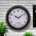 Avowaland Clocks Retro Non-Ticking Battery Operated Wall Clock with for Patio and Garden
