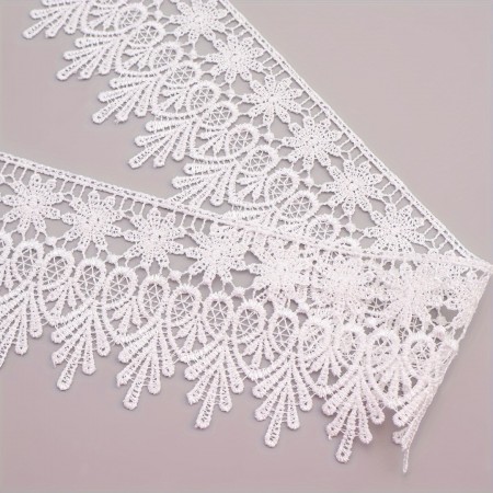 lucktrain Lace 4.57 meter of Wide Venice Floral Lace Trim for Sewing Crafts - in White